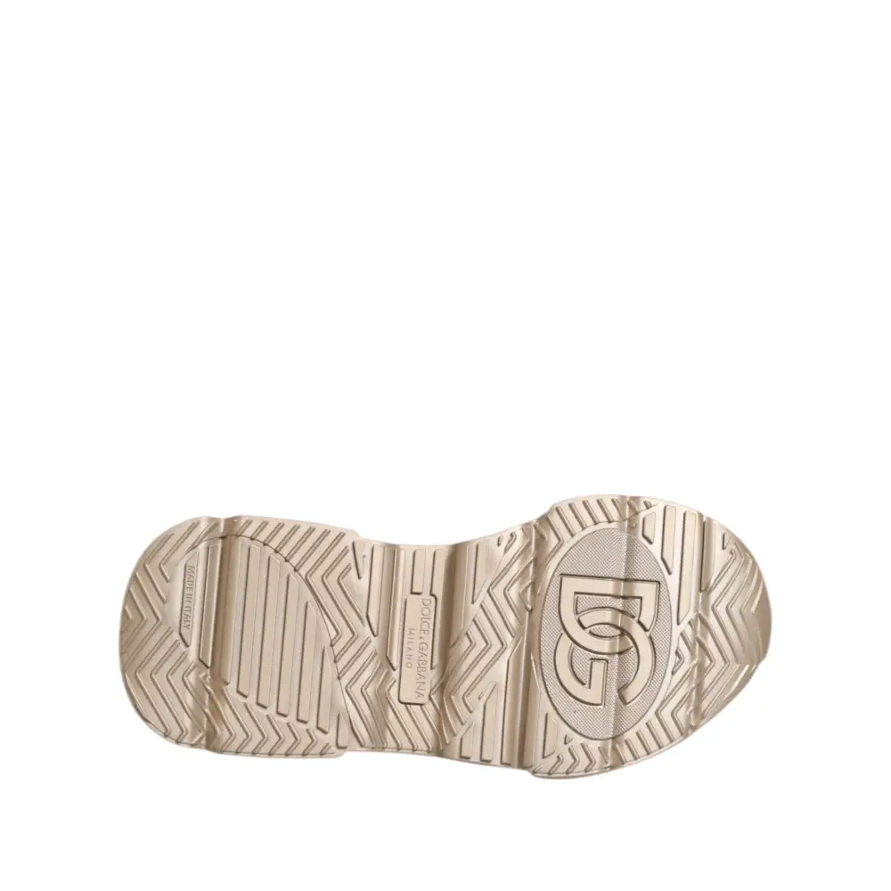 Dolce & Gabbana Gold Leder Daymaster Damen Sneaker Schuhe