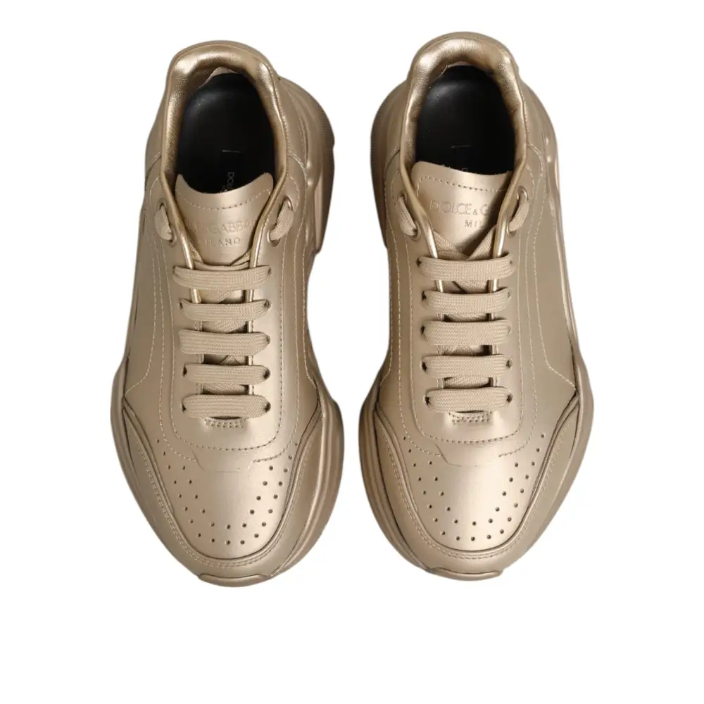 Dolce & Gabbana Gold Leder Daymaster Damen Sneaker Schuhe
