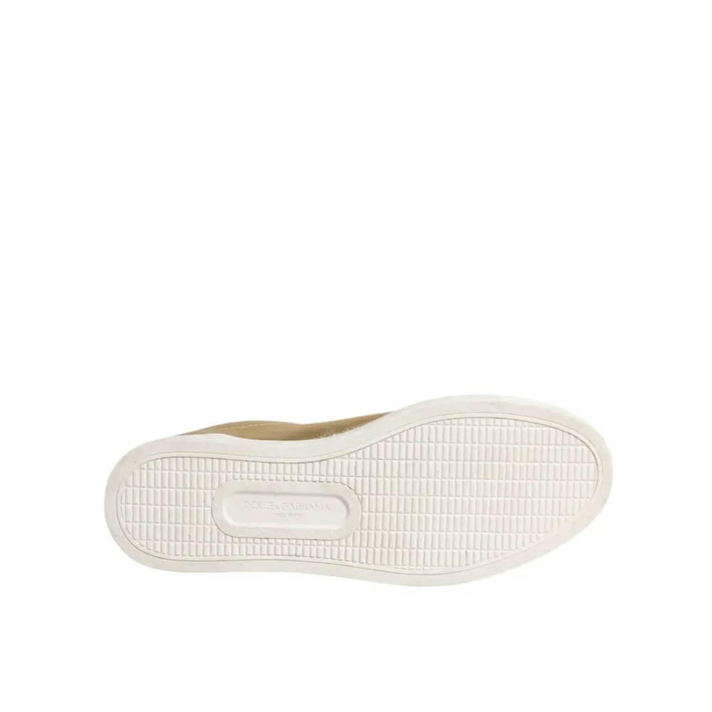 Dolce & Gabbana Gold Leder Logo London Männer Turnschuhe Schuhe - EU41.5/US8.5