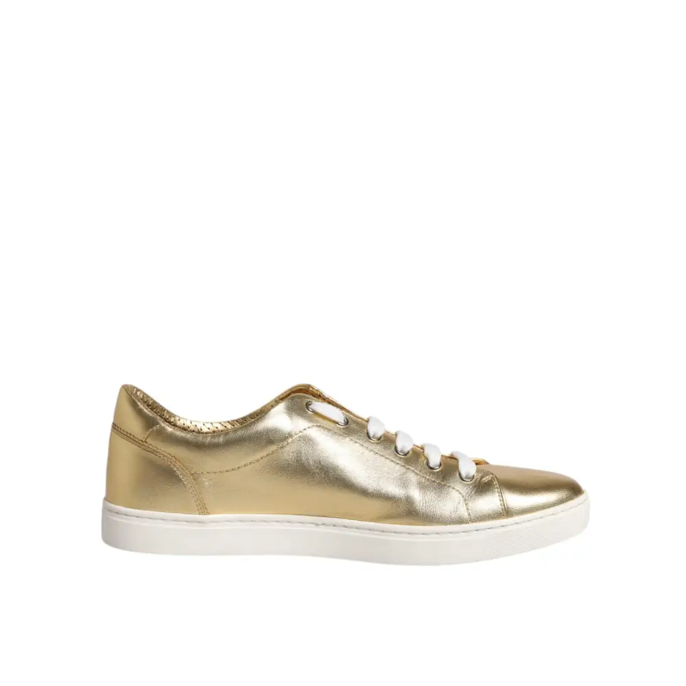 Dolce & Gabbana Gold Leder Logo London Männer Turnschuhe Schuhe - EU41.5/US8.5