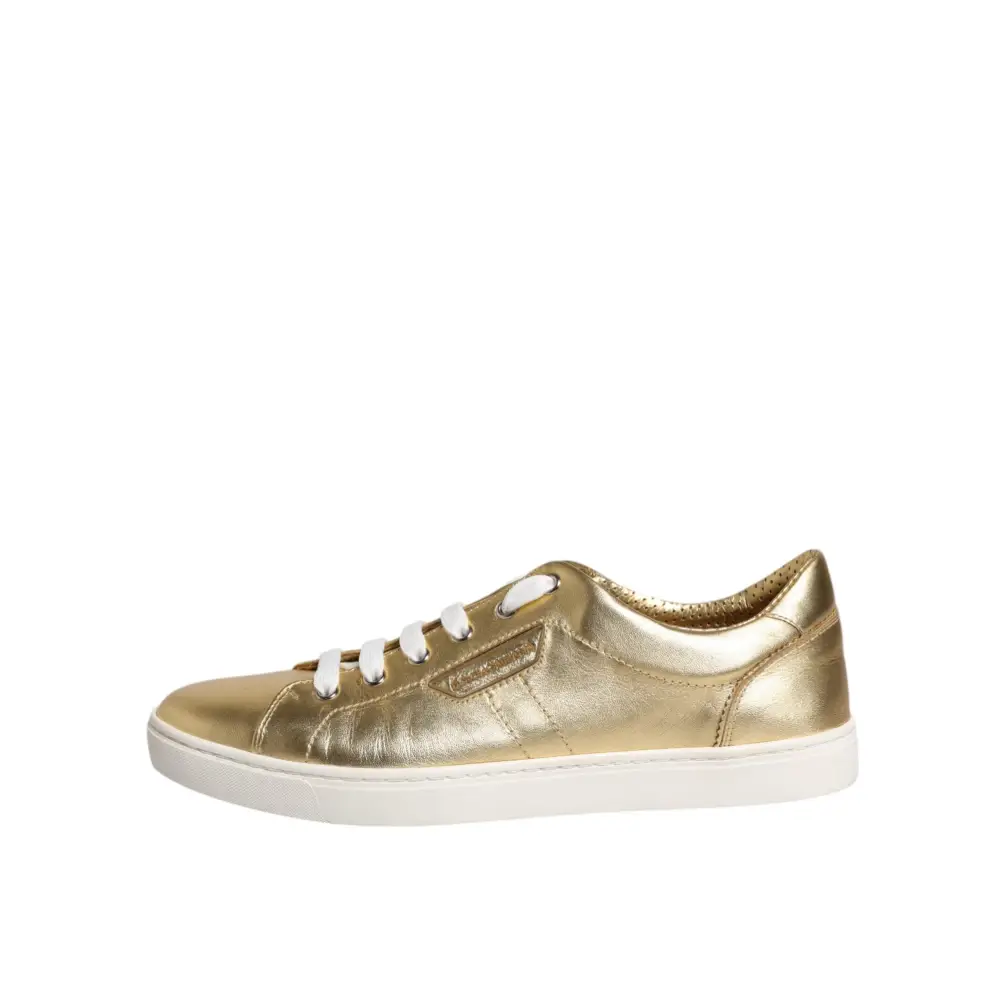 Dolce & Gabbana Gold Leder Logo London Männer Turnschuhe Schuhe - EU41.5/US8.5