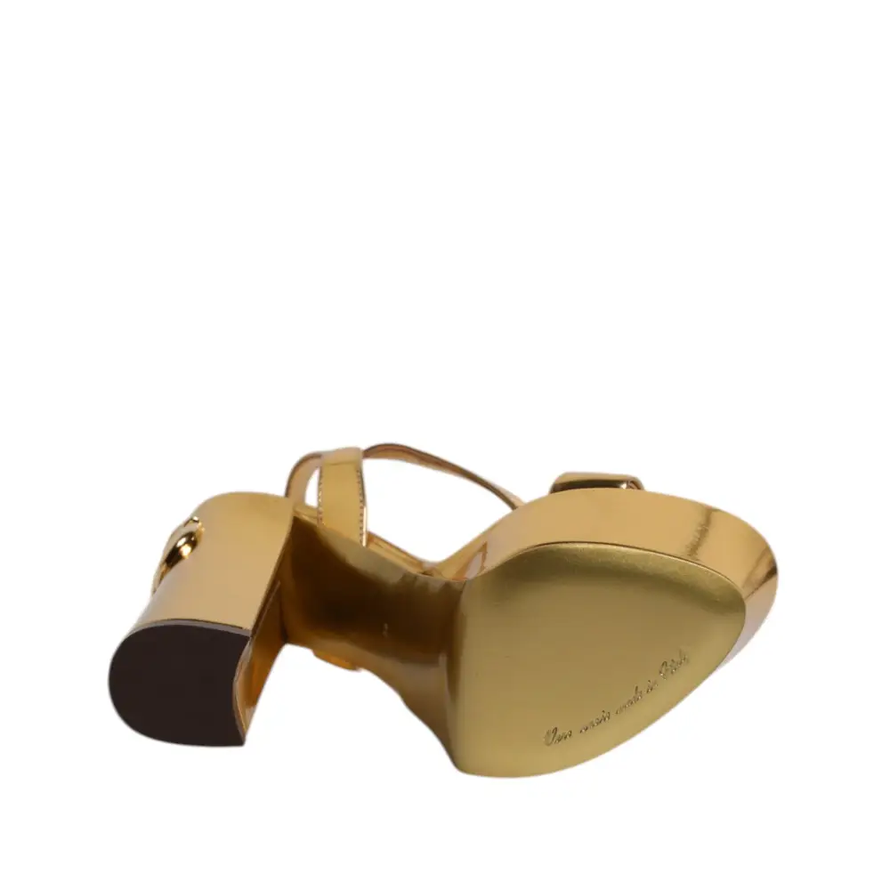 Dolce & Gabbana Gold Leder Plateau Keira Sandalen Schuhe - EU36/US5.5