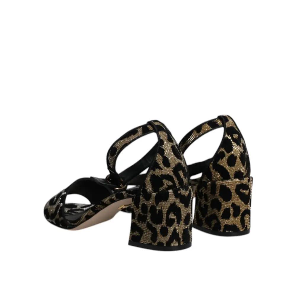Dolce & Gabbana Gold Leopard Knöchel Strap Heels Sandalen Schuhe - EU36.5/US6