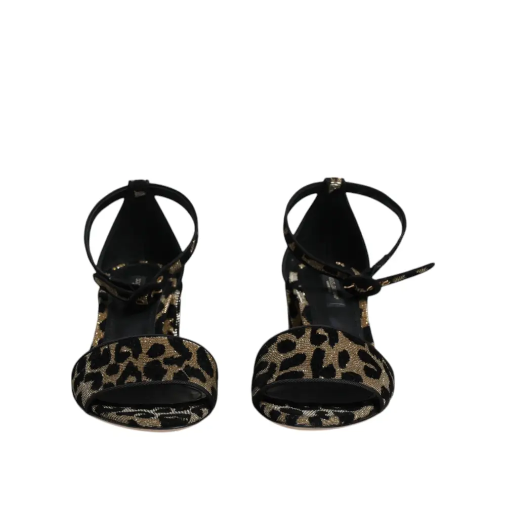 Dolce & Gabbana Gold Leopard Knöchel Strap Heels Sandalen Schuhe - EU36.5/US6