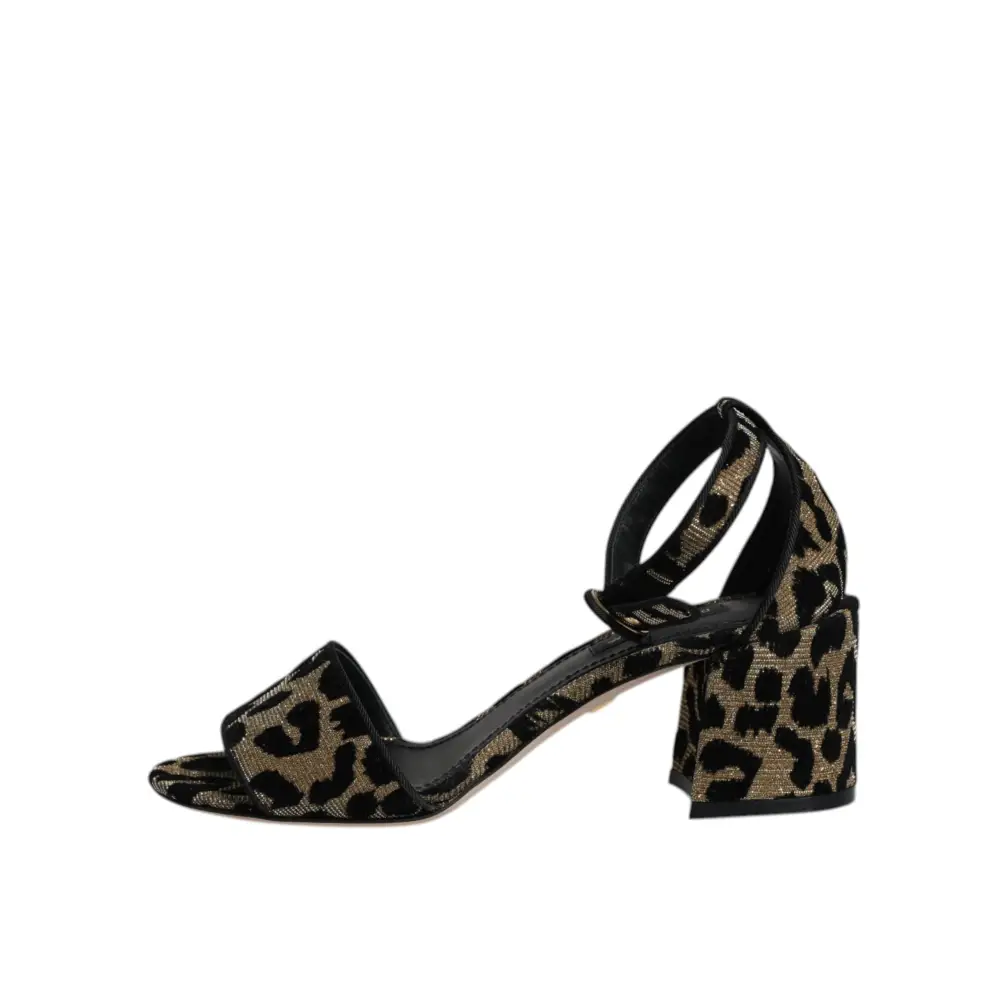 Dolce & Gabbana Gold Leopard Knöchel Strap Heels Sandalen Schuhe - EU36.5/US6