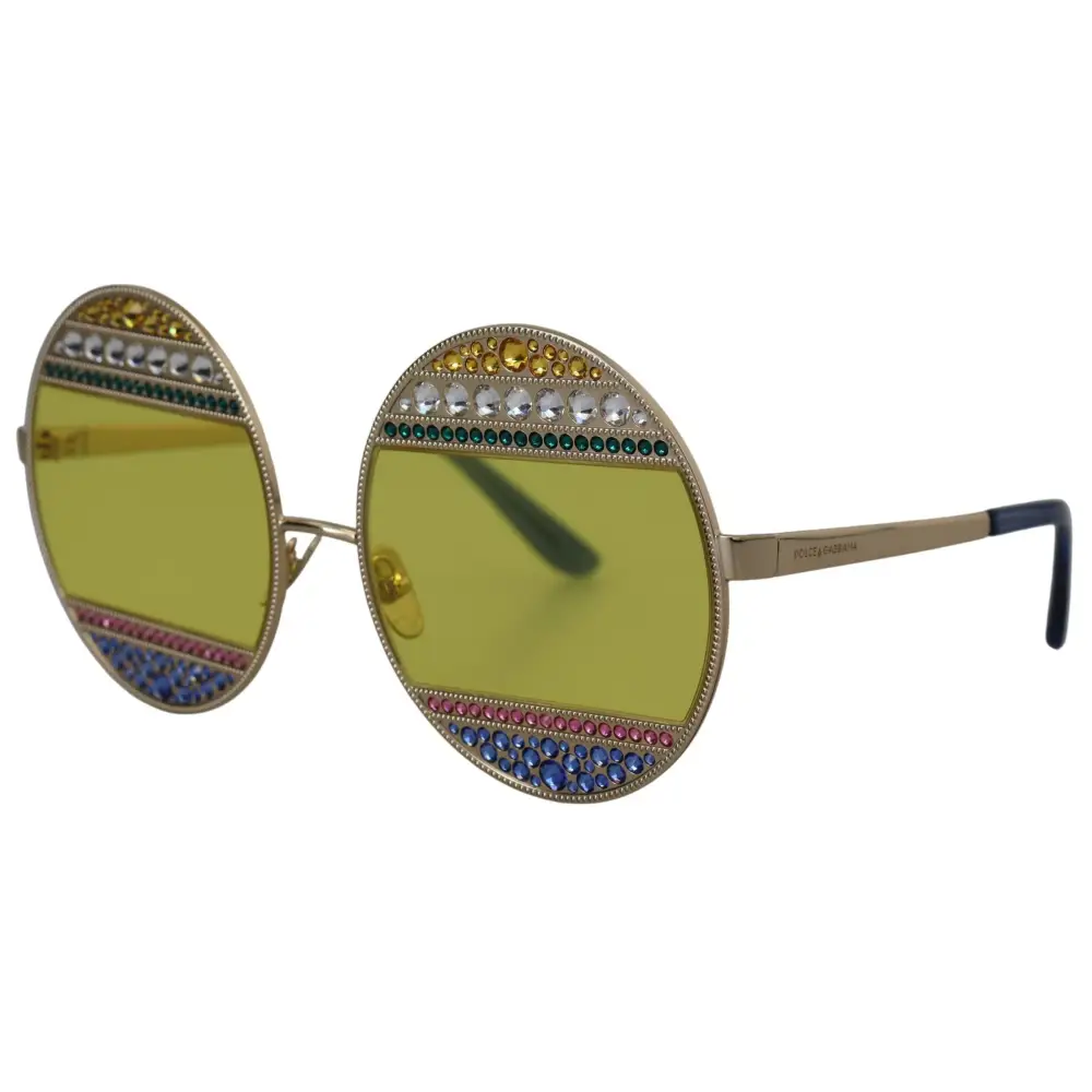 Dolce & Gabbana Gold Oval Metall Kristalle Shades DG2209B Sonnenbrille