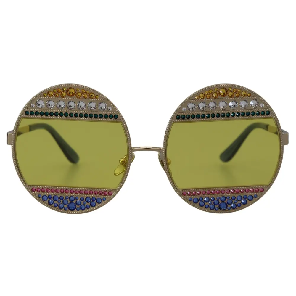 Dolce & Gabbana Gold Oval Metall Kristalle Shades DG2209B Sonnenbrille
