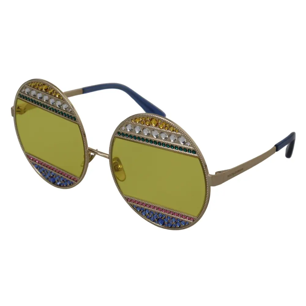 Dolce & Gabbana Gold Oval Metall Kristalle Shades DG2209B Sonnenbrille