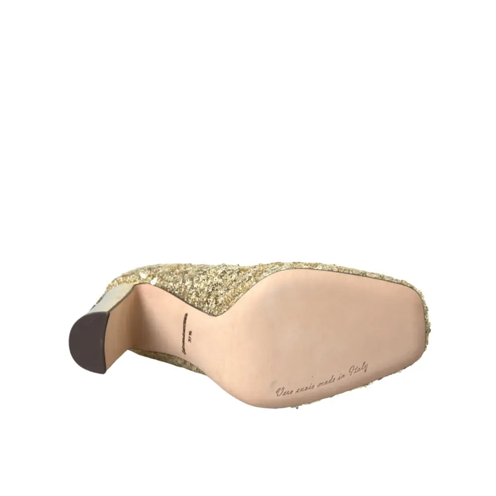 Dolce & Gabbana Gold Pailletten Kristall Absätze Pumps Schuhe