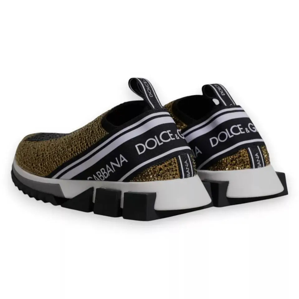 Dolce & Gabbana Gold Strass Sorrento Turnschuhe Schuhe - EU40.5/US7.5