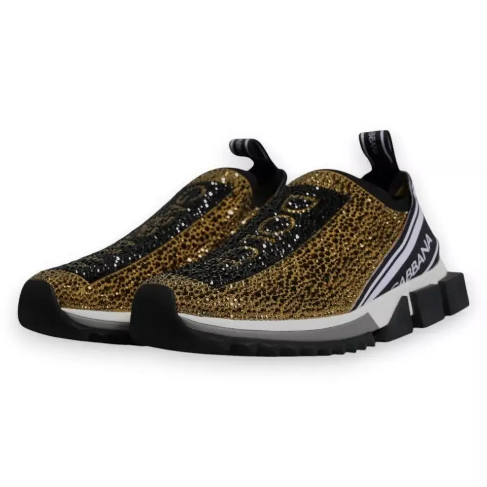 Dolce & Gabbana Gold Strass Sorrento Turnschuhe Schuhe - EU40.5/US7.5