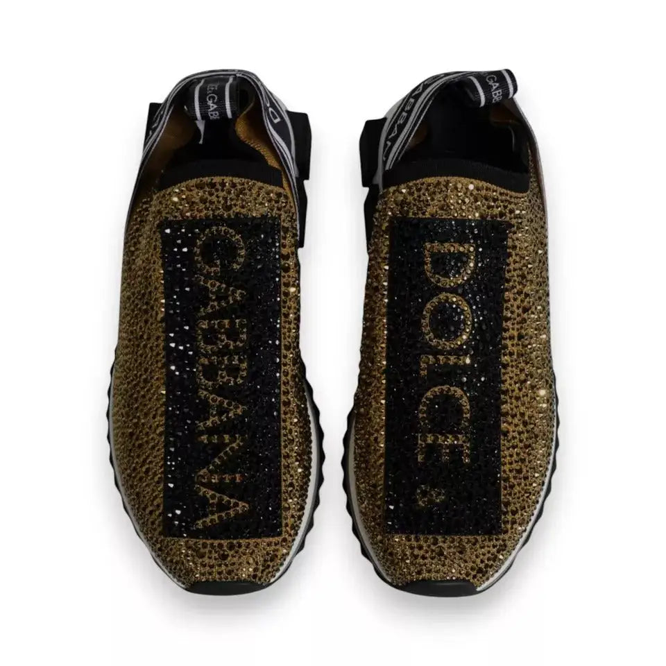 Dolce & Gabbana Gold Strass Sorrento Turnschuhe Schuhe - EU40.5/US7.5