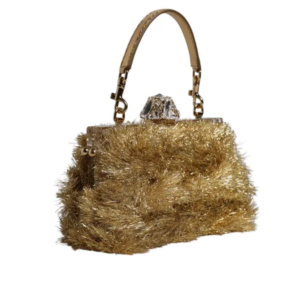 Dolce & Gabbana Gold Vanda Kettenband Flitter Kristall Abend Clutch Tasche