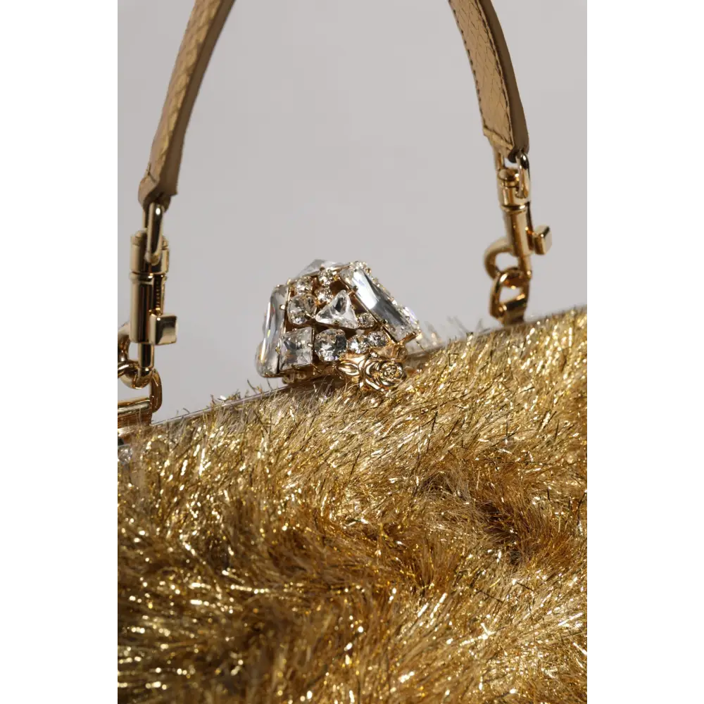 Dolce & Gabbana Gold Vanda Kettenband Flitter Kristall Abend Clutch Tasche