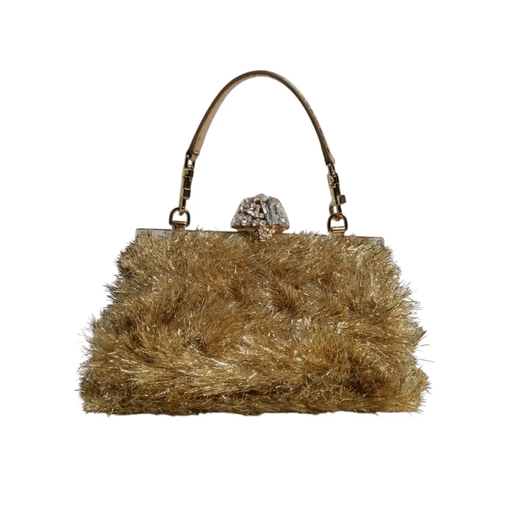 Dolce & Gabbana Gold Vanda Kettenband Flitter Kristall Abend Clutch Tasche
