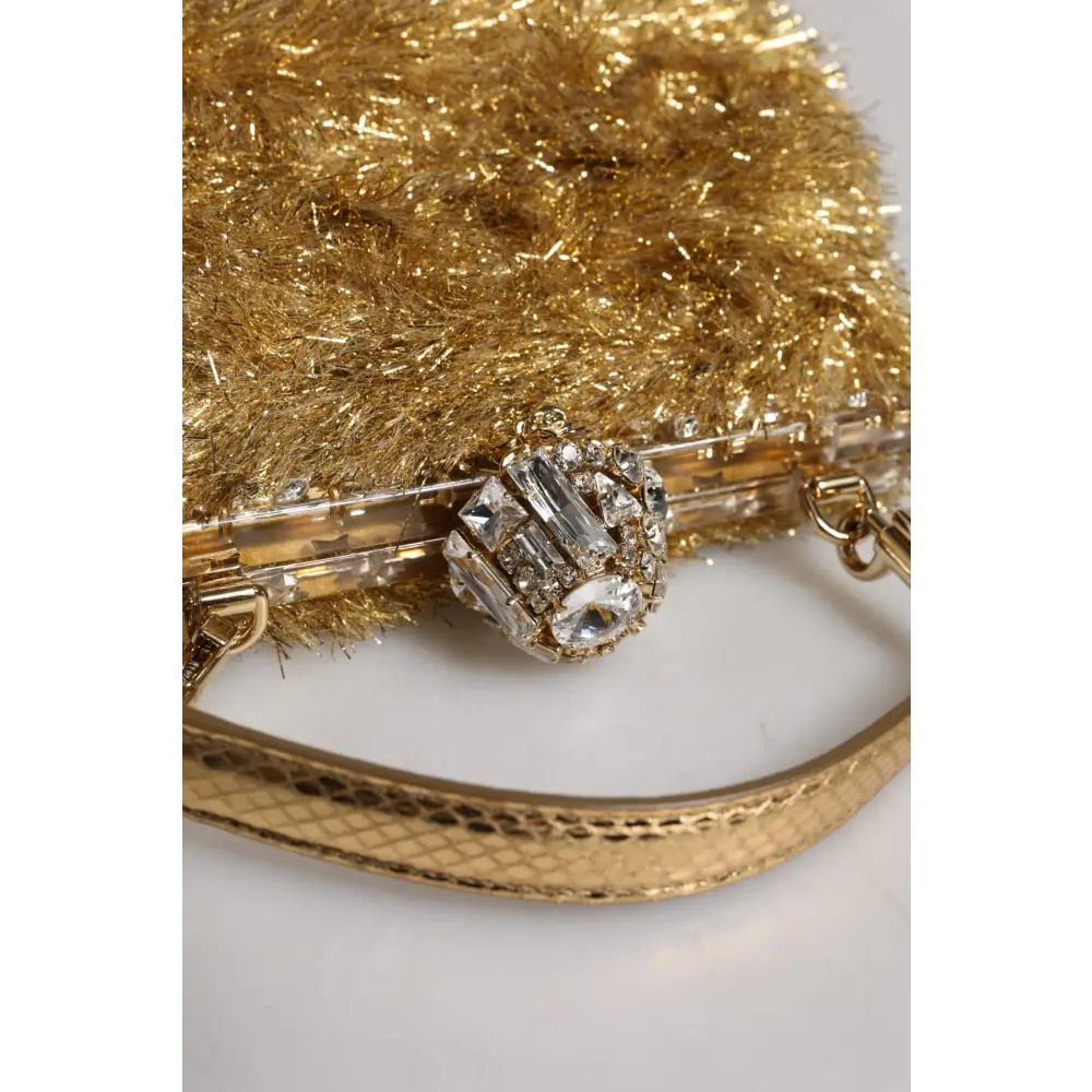 Dolce & Gabbana Gold Vanda Kettenband Flitter Kristall Abend Clutch Tasche