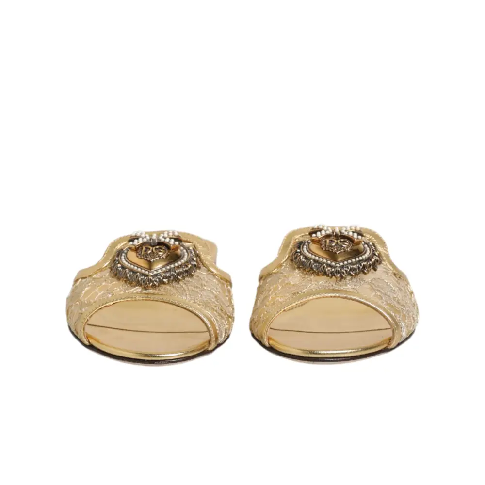 Dolce & Gabbana Goldene Devotion Spitzenschuhe Slip-On Sandalen - EU35.5/US5