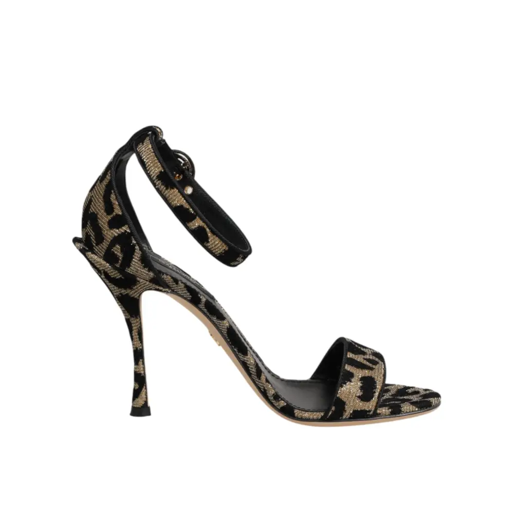 Dolce & Gabbana Goldene Leoparden-Sandaletten mit Knöchelriemen - EU36/US5.5