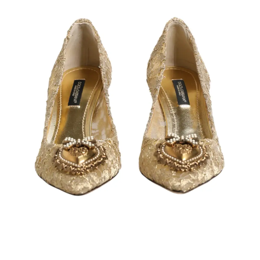 Dolce & Gabbana Goldene Taormina-Spitzen-DEVOTION-Pumps