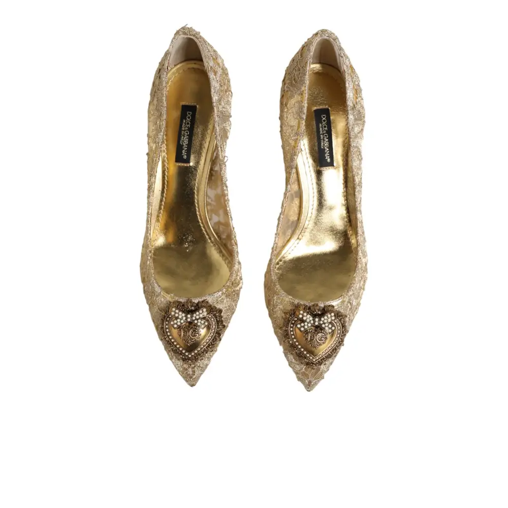 Dolce & Gabbana Goldene Taormina-Spitzen-DEVOTION-Pumps