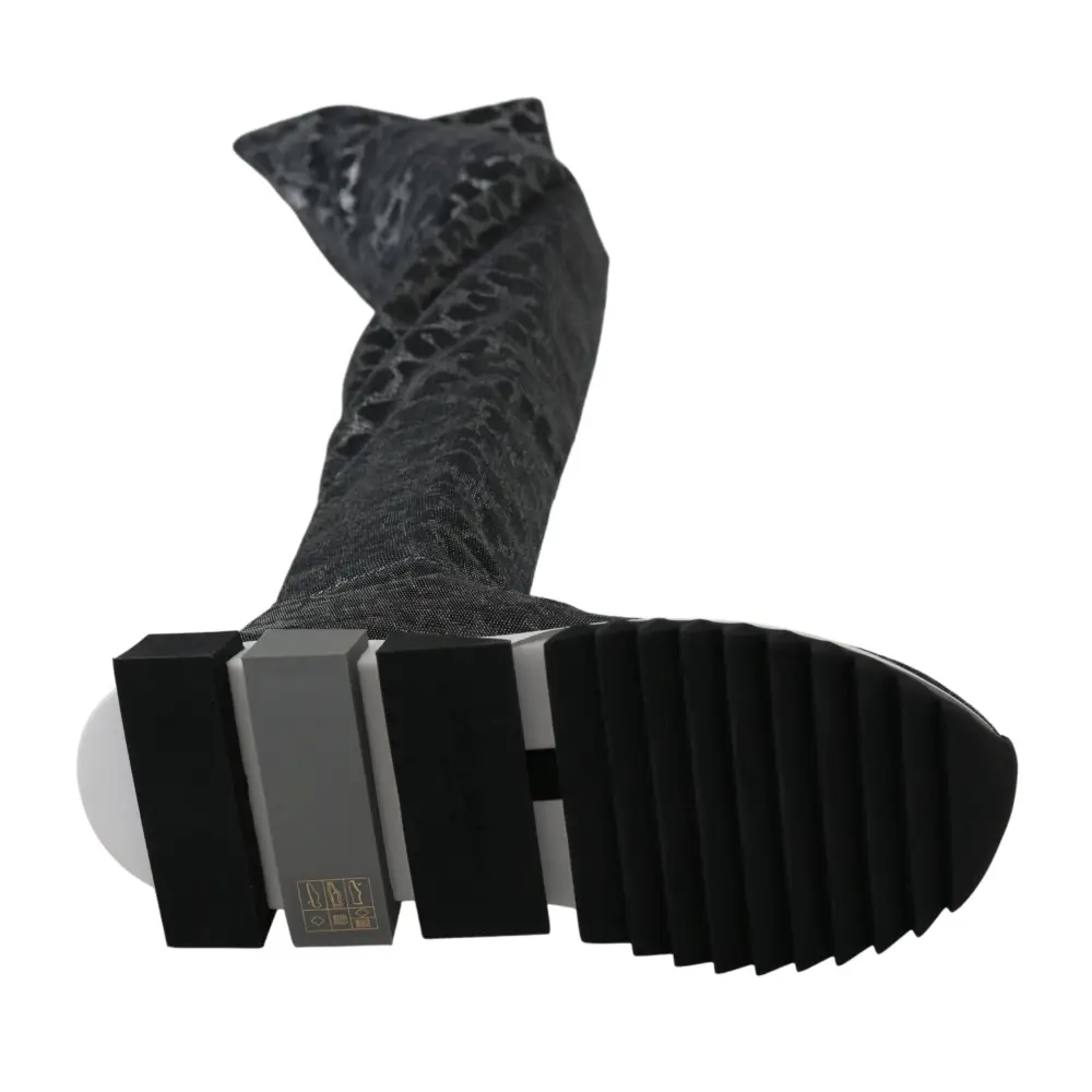 Dolce & Gabbana Grau Leopard High Top Sneakers Booties Schuhe - EU35/US4.5