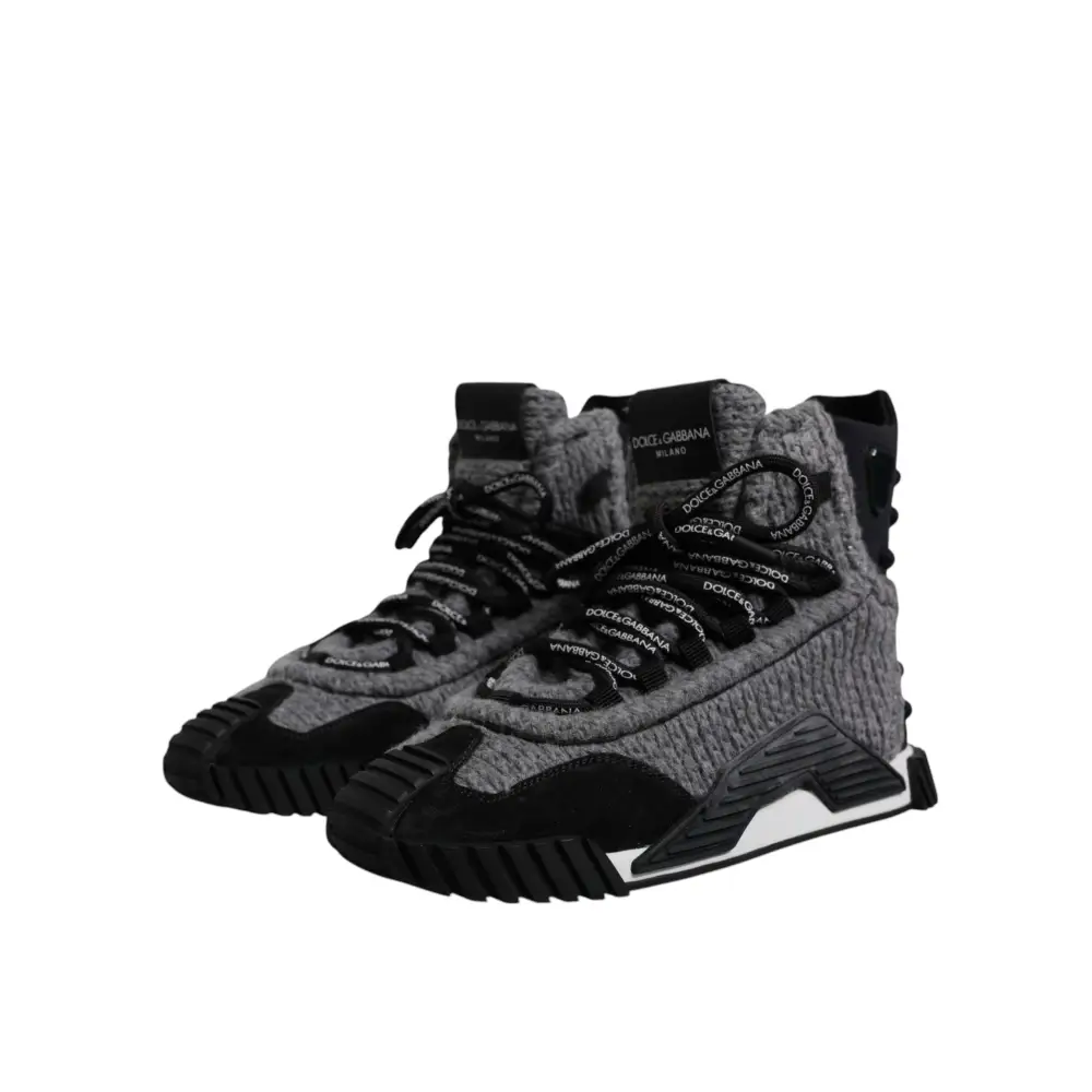 Dolce & Gabbana Grau Schwarz NS1 High Top Stiefel Sneakers Schuhe - EU37.5/US7