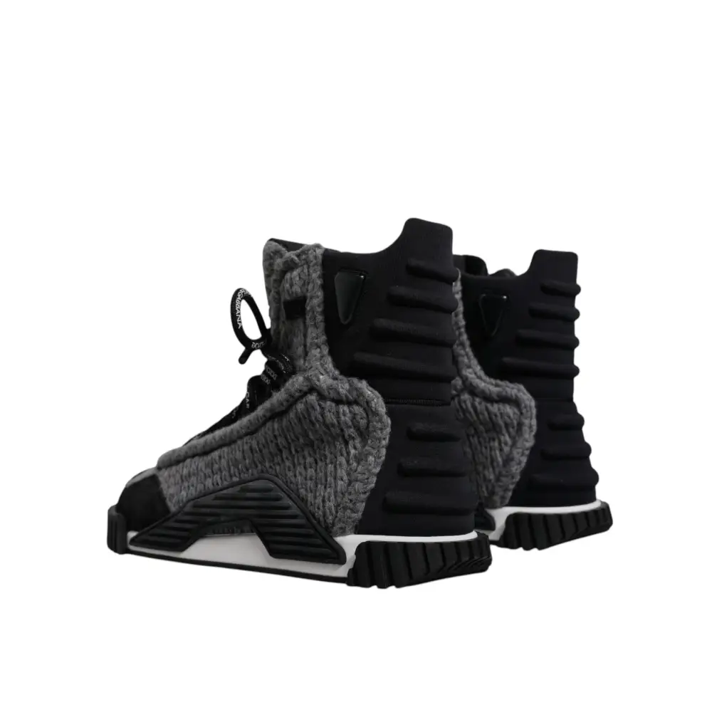 Dolce & Gabbana Grau Schwarz NS1 High Top Stiefel Sneakers Schuhe - EU37.5/US7