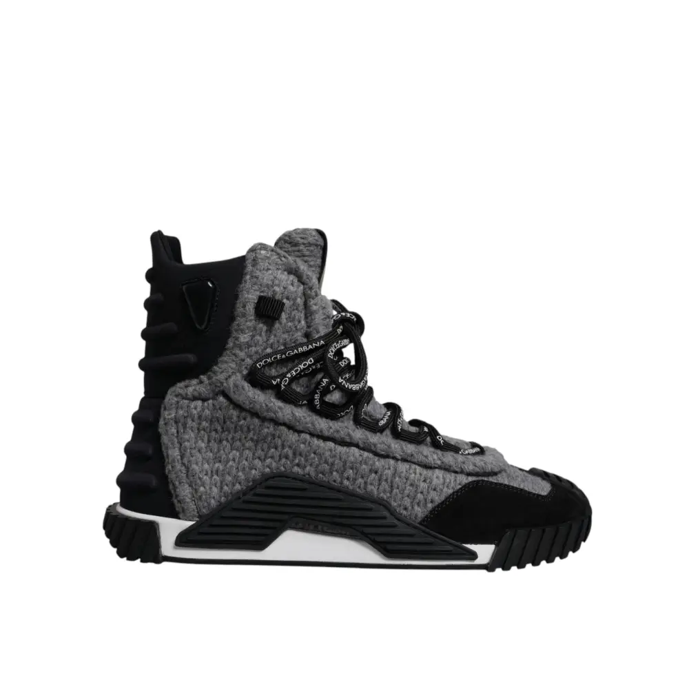Dolce & Gabbana Grau Schwarz NS1 High Top Stiefel Sneakers Schuhe - EU37.5/US7