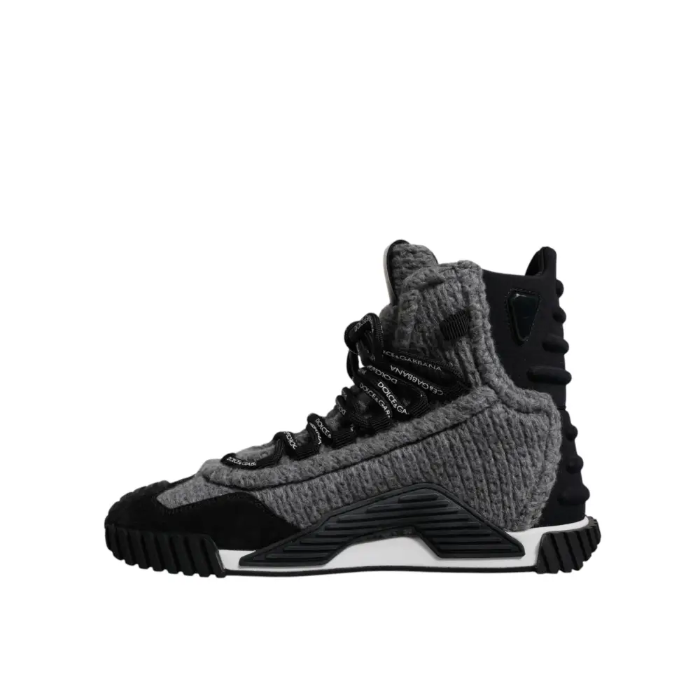 Dolce & Gabbana Grau Schwarz NS1 High Top Stiefel Sneakers Schuhe - EU37.5/US7