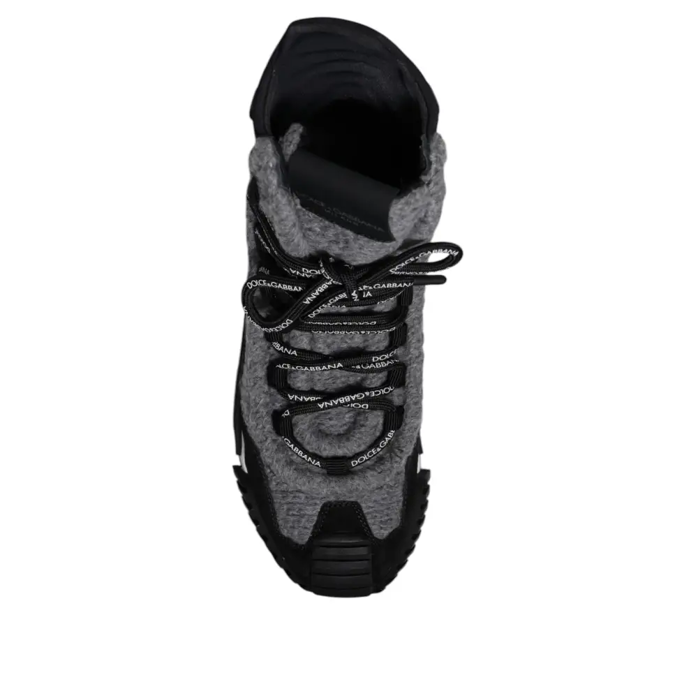 Dolce & Gabbana Grau Schwarz NS1 High Top Stiefel Sneakers Schuhe - EU37.5/US7