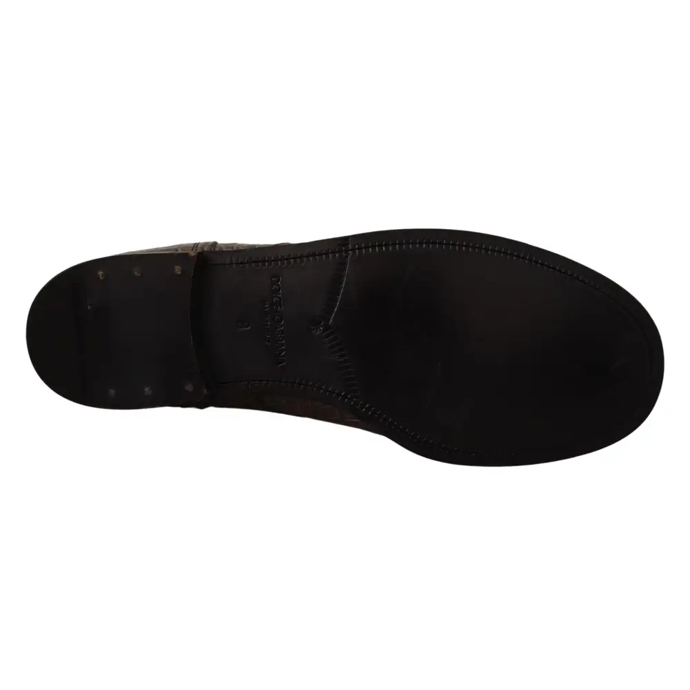 Dolce & Gabbana Graue Derby-Stiefel aus Krokodilleder - EU42/US9