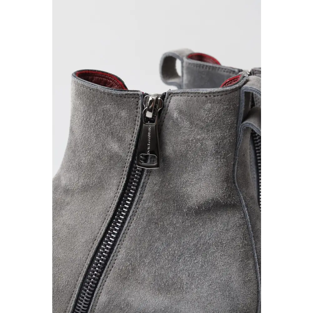 Dolce & Gabbana Graue Leder Herrenstiefel Schuhe - EU39/US6