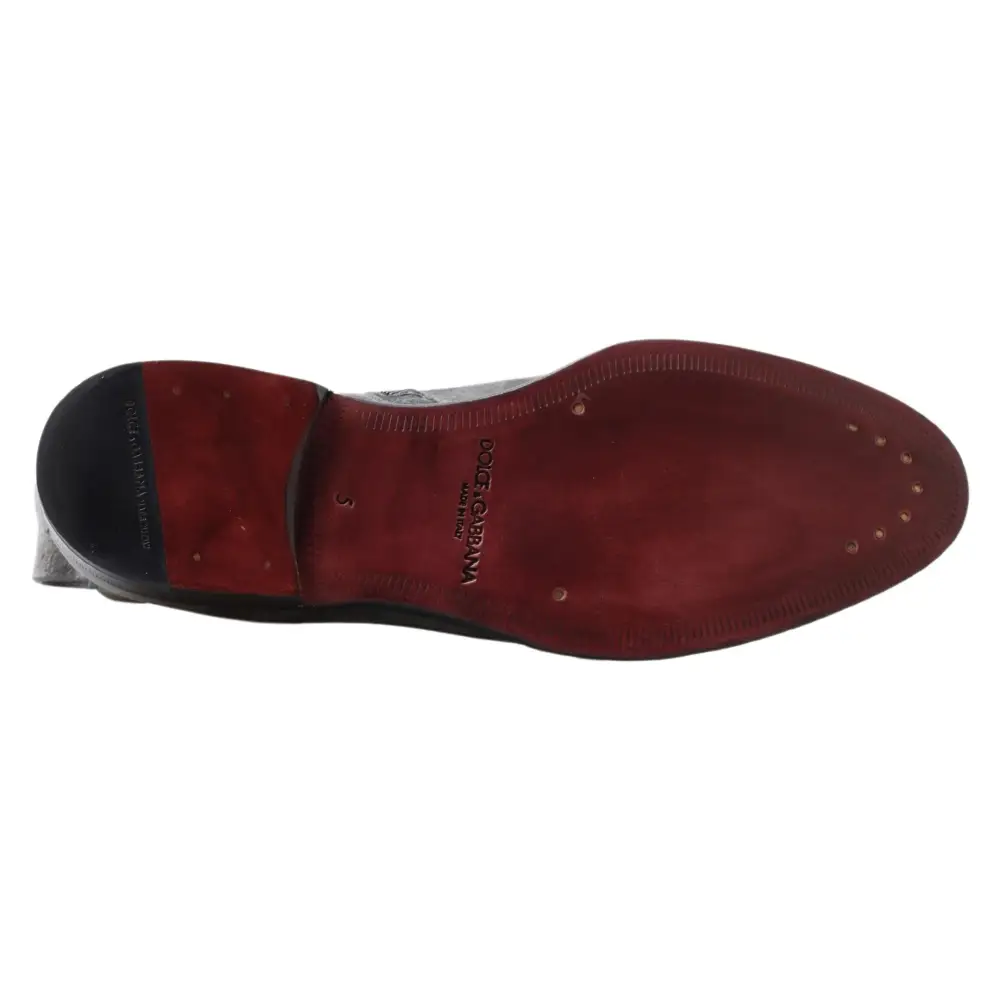 Dolce & Gabbana Graue Leder Herrenstiefel Schuhe - EU39/US6