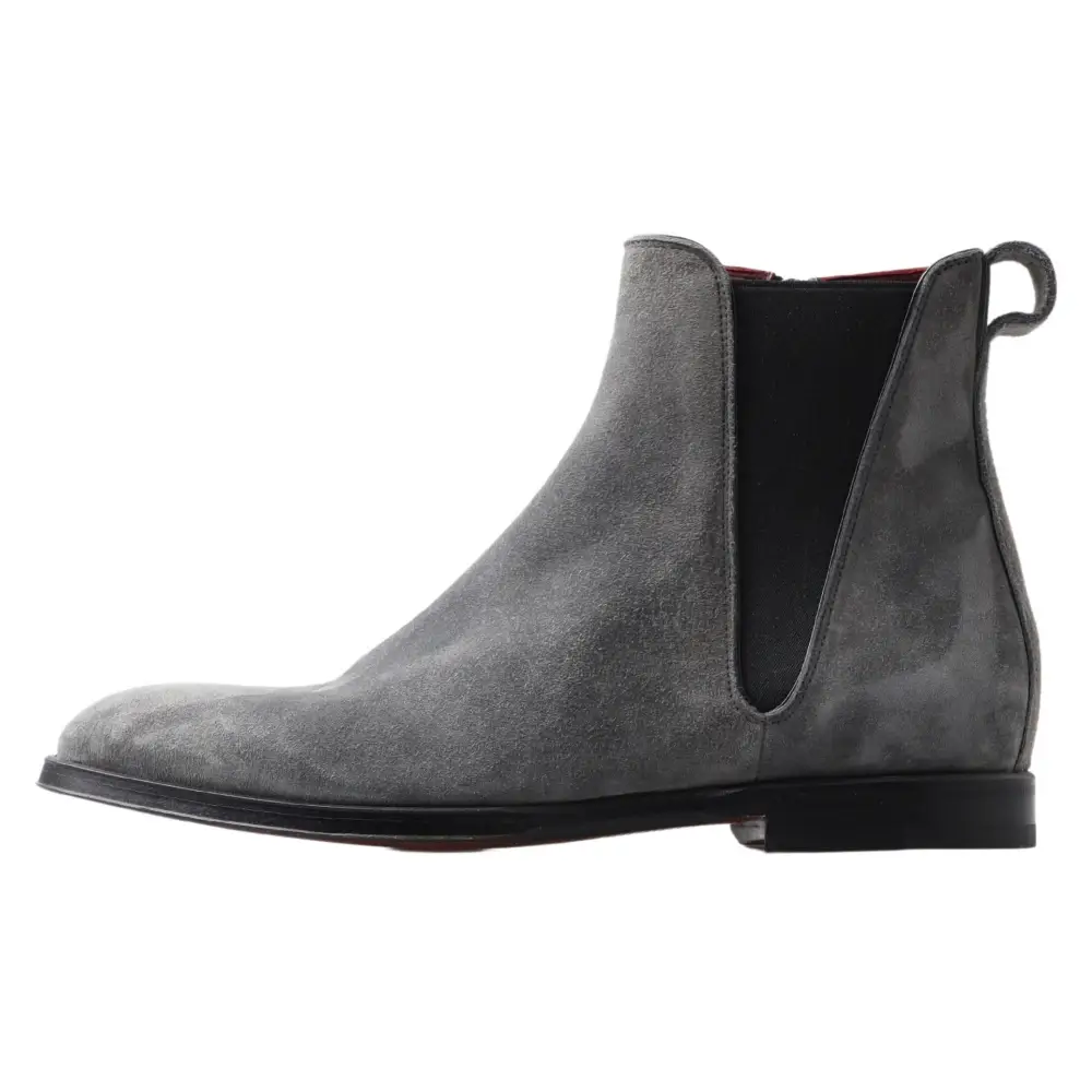 Dolce & Gabbana Graue Leder Herrenstiefel Schuhe - EU39/US6