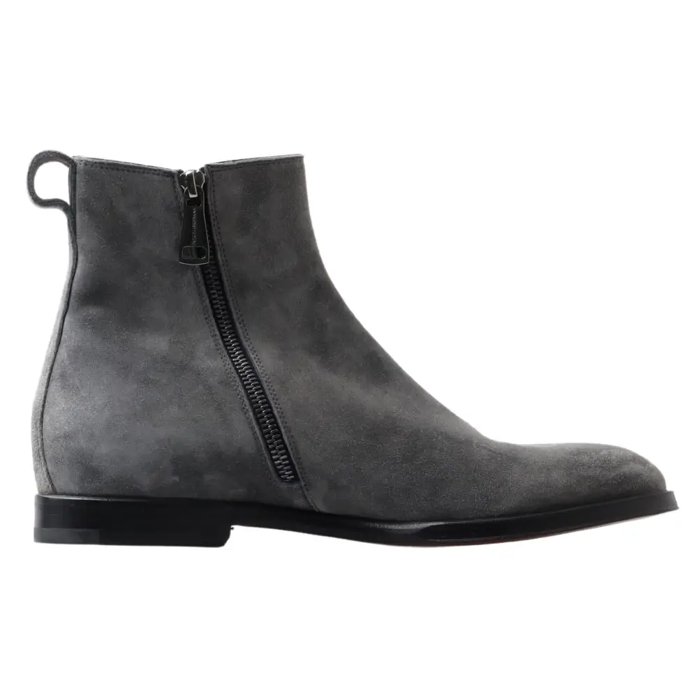 Dolce & Gabbana Graue Leder Herrenstiefel Schuhe - EU39/US6