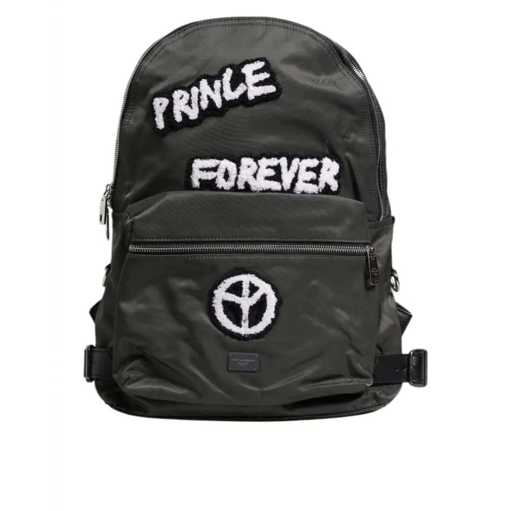 Dolce & Gabbana Graue Nylon Prince Forever Schule Reise Rucksack Tasche