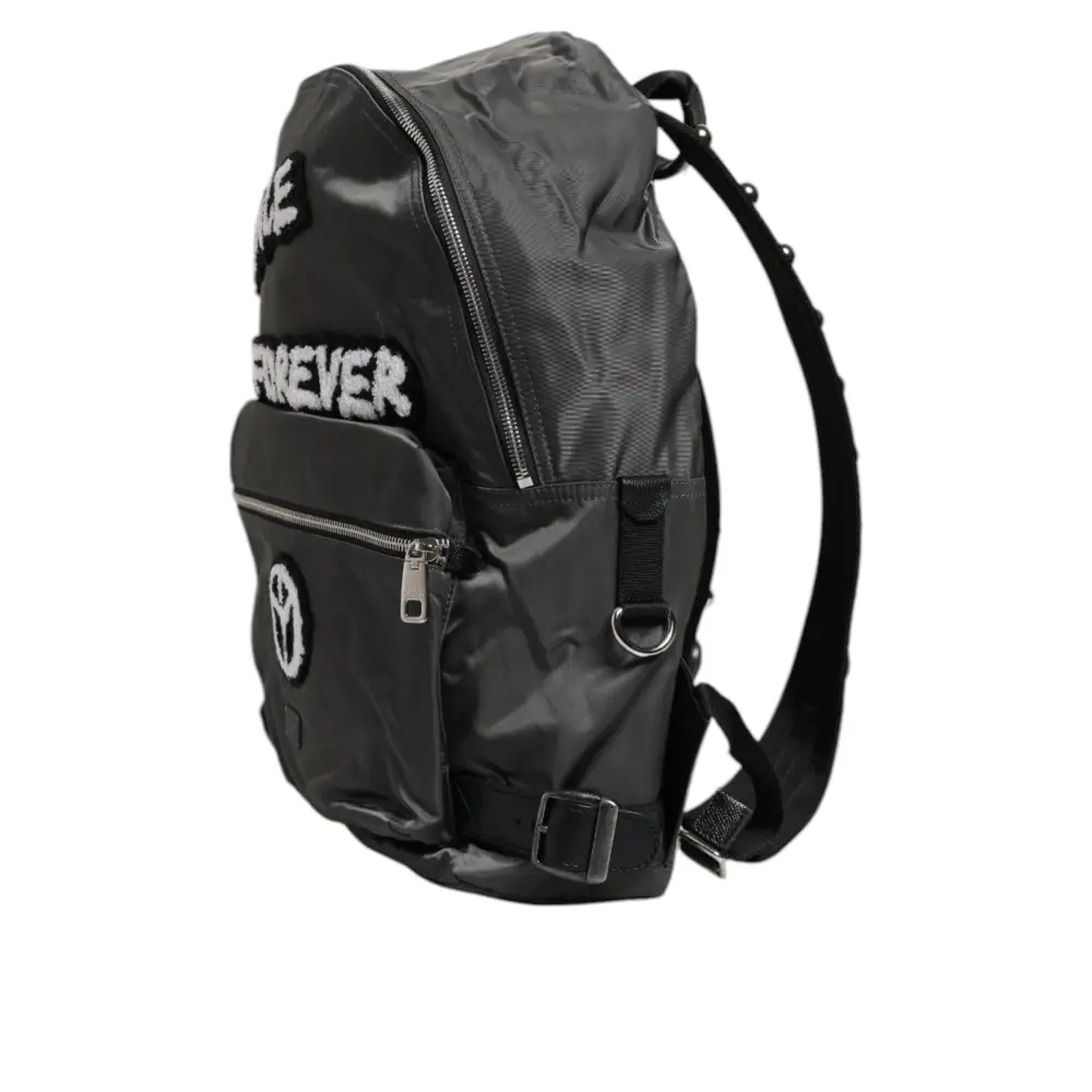 Dolce & Gabbana Graue Nylon Prince Forever Schule Reise Rucksack Tasche