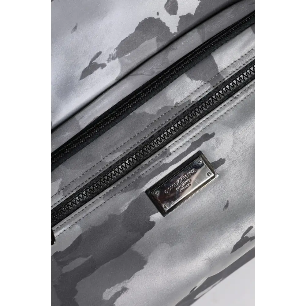 Dolce & Gabbana Graue Tarnfarben-Baumwolltasche mit mehreren Fächern Tote Bag
