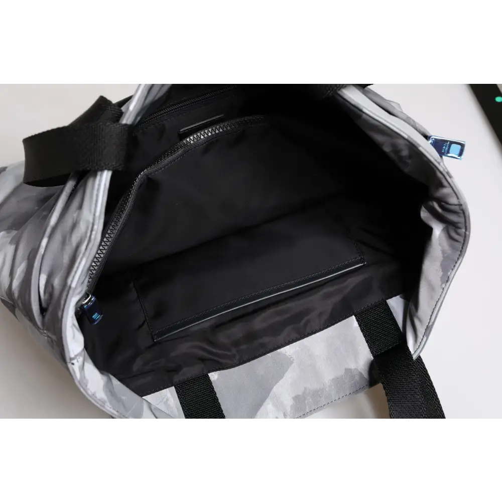 Dolce & Gabbana Graue Tarnfarben-Baumwolltasche mit mehreren Fächern Tote Bag