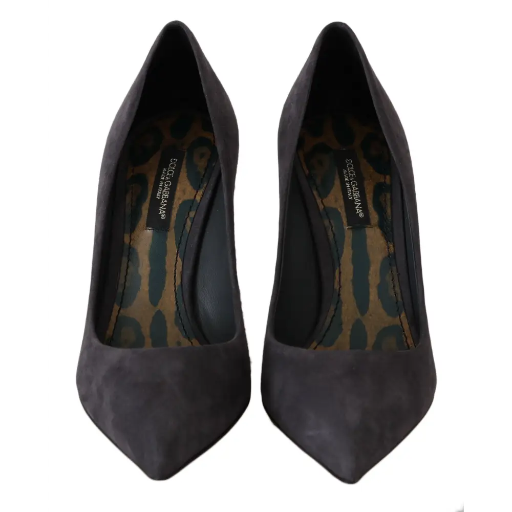 Dolce & Gabbana Graue Wildleder Leder Stiletto Schuhe Heels - EU40.5/US10