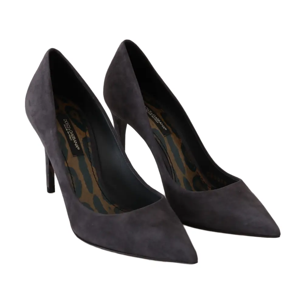 Dolce & Gabbana Graue Wildleder Leder Stiletto Schuhe Heels - EU40.5/US10