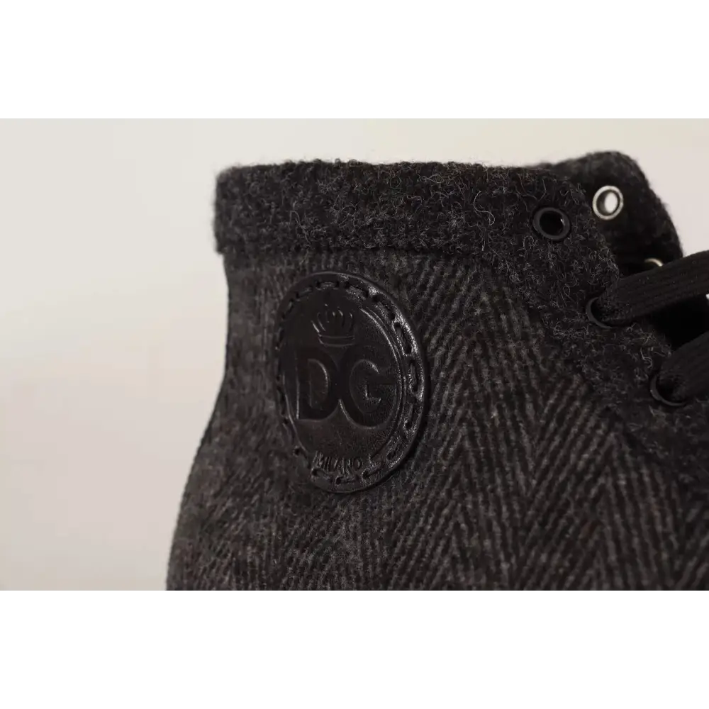 Dolce & Gabbana Graue Wolle Baumwolle Casual High Top Sneakers - EU44/US11