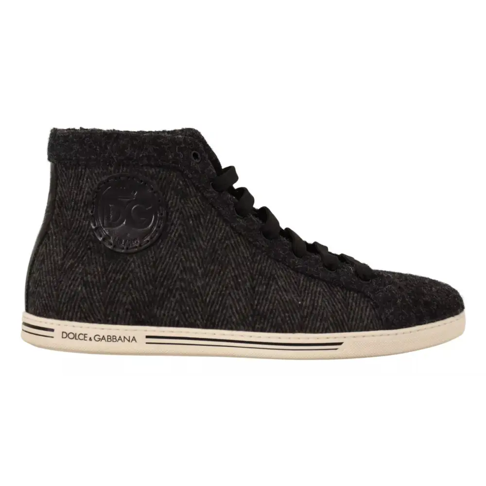 Dolce & Gabbana Graue Wolle Baumwolle Casual High Top Sneakers - EU44/US11