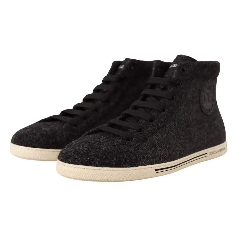 Dolce & Gabbana Graue Wolle Baumwolle Casual High Top Sneakers - EU44/US11