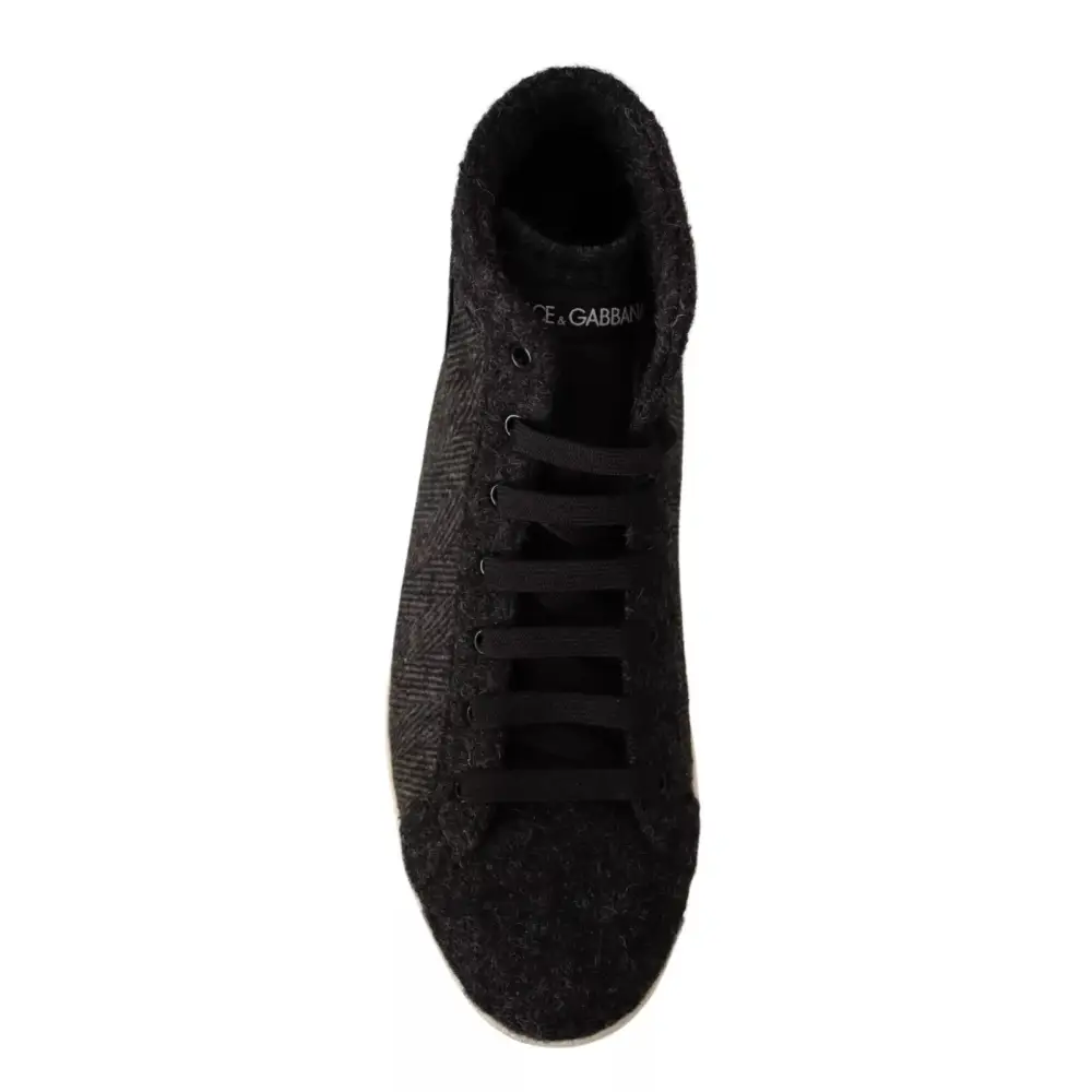 Dolce & Gabbana Graue Wolle Baumwolle Casual High Top Sneakers - EU44/US11