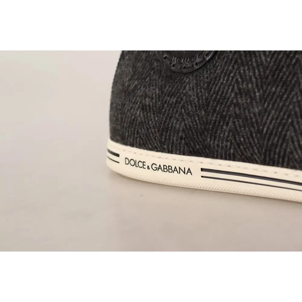 Dolce & Gabbana Graue Wolle Baumwolle Casual High Top Sneakers - EU44/US11