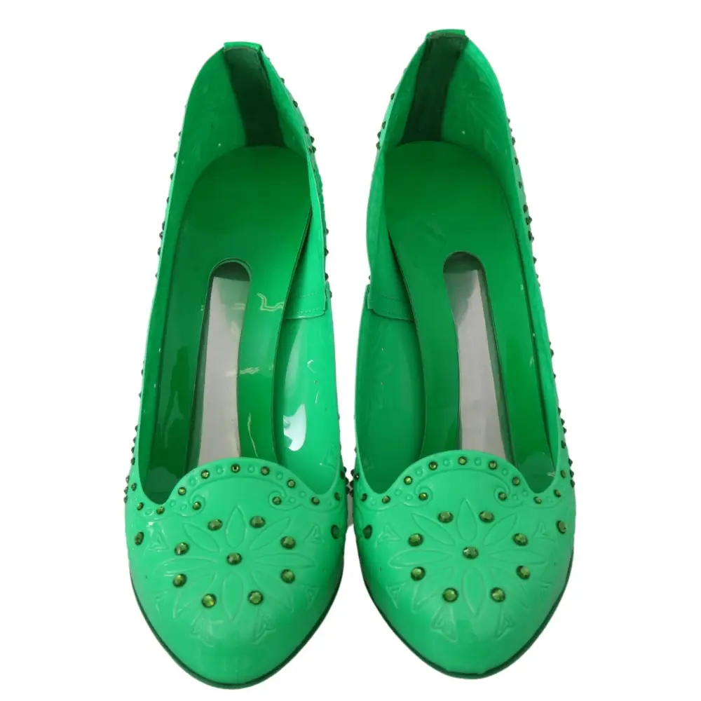 Dolce & Gabbana Grün Kristall Floral CINDERELLA Heels Schuhe - EU39/US8.5