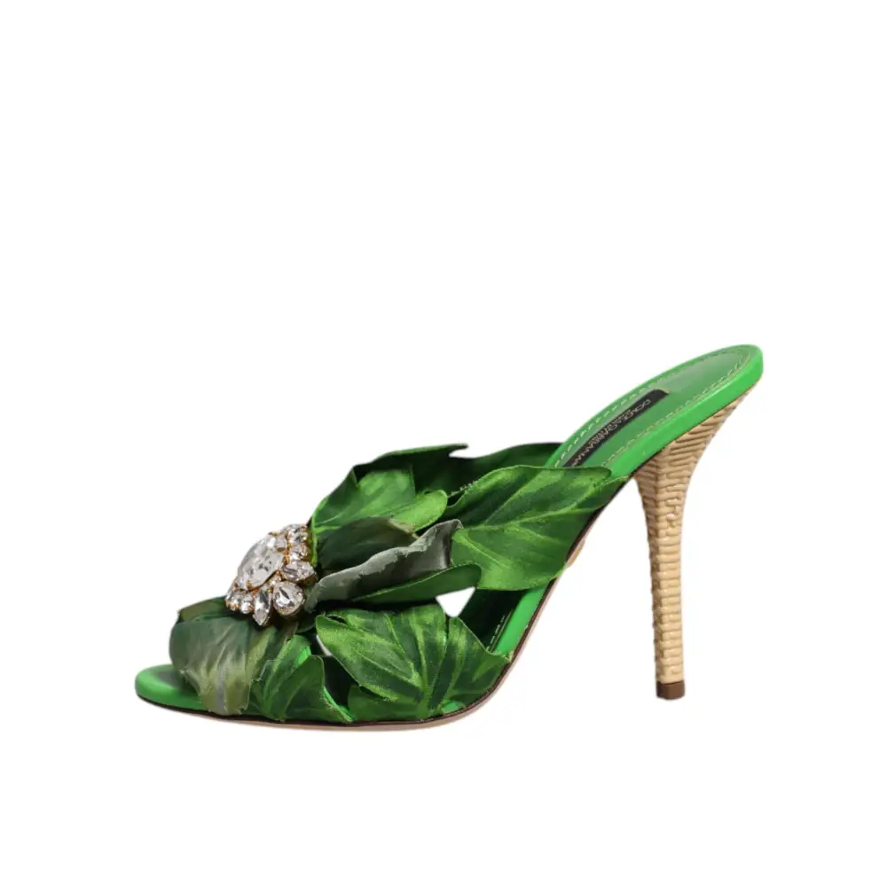 Dolce & Gabbana Grün Kristall Rutschen KEIRA Sandale Schuhe - EU37.5/US7