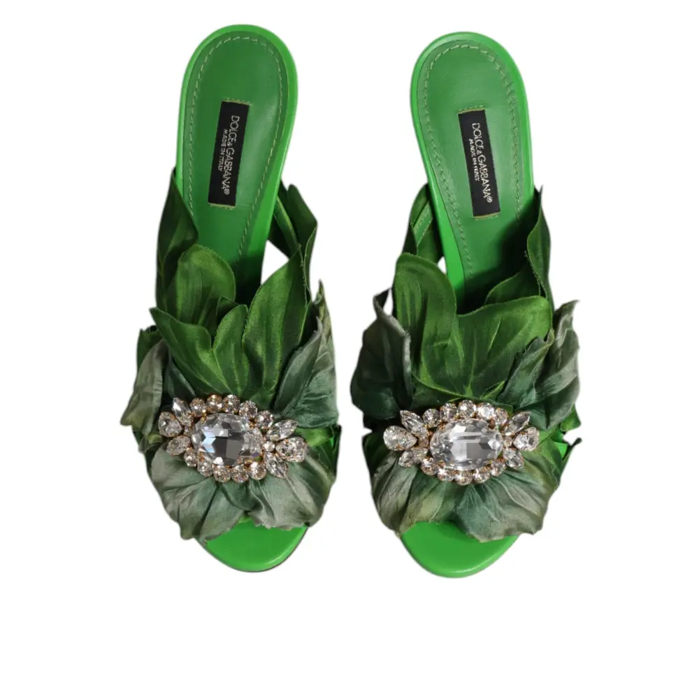 Dolce & Gabbana Grün Kristall Rutschen KEIRA Sandale Schuhe - EU37.5/US7