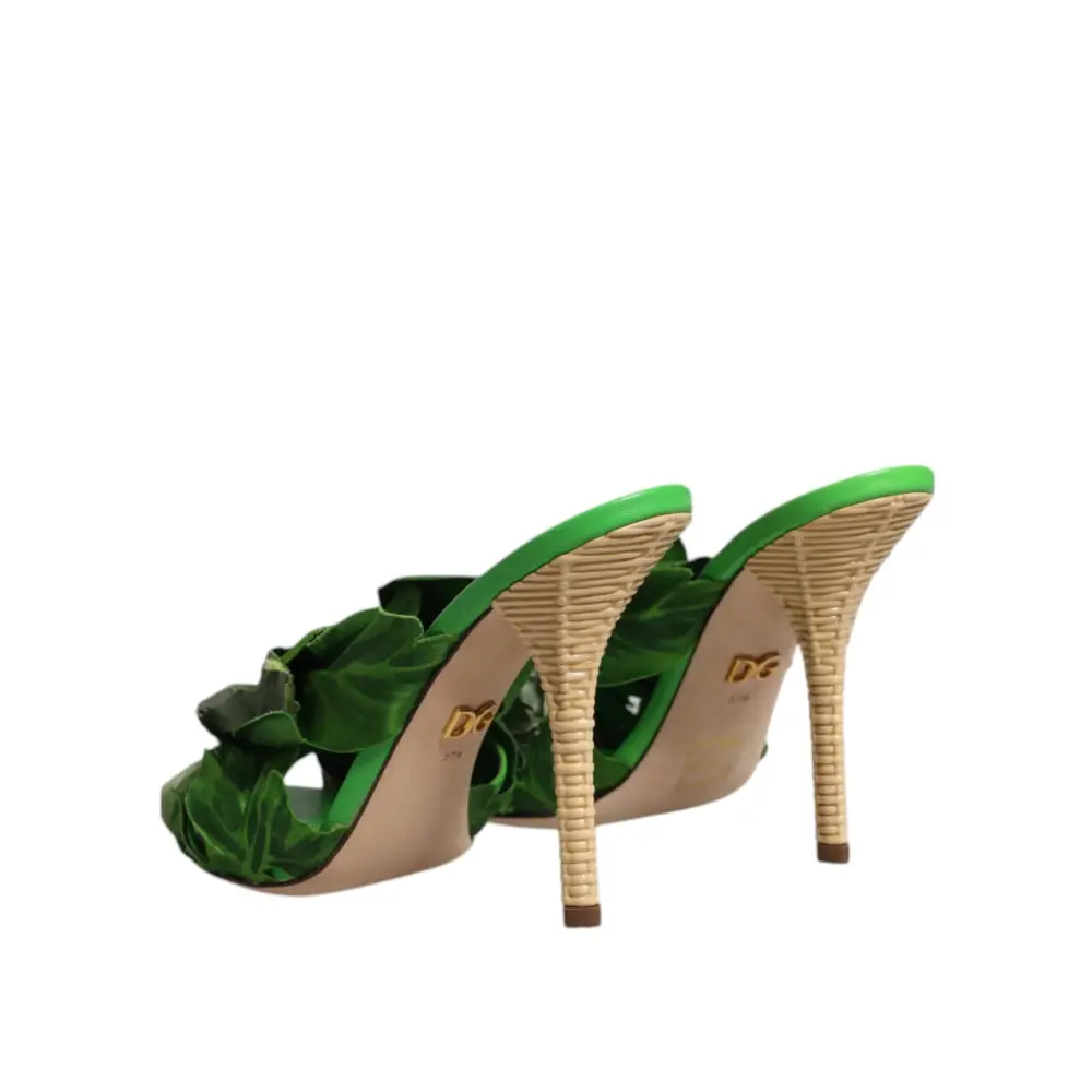 Dolce & Gabbana Grün Kristall Rutschen KEIRA Sandale Schuhe - EU37.5/US7